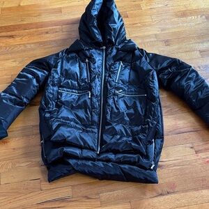 OLAY Unisex Glossy Midnight Puffer Jacket